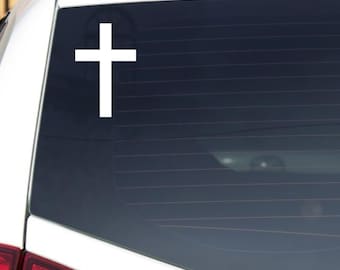 Cross Christian Jesus Decal Vinyl Stickers (2 PACK) for Cars, Windows, Bumpers - Religious Holy Cross