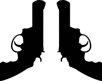 Revolver Guns Decal Vinyl Sticker 2 Pack - Different Colors and Sizes