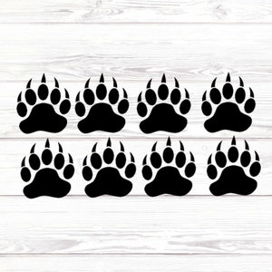8x Pack Bear Paw Decal, Bear Paw Print, Paw Decal, Grizzly Bear Claw, Paw Print Decal, Bear Vinyl Decal, Laptop, Car Decal, Window Decal