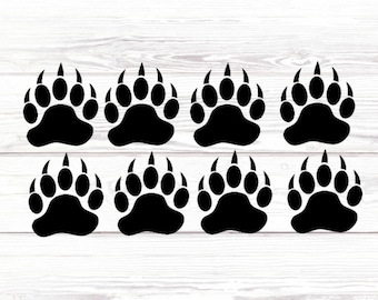 8x Pack Bear Paw Decal, Bear Paw Print, Paw Decal, Grizzly Bear Claw, Paw Print Decal, Bear Vinyl Decal, Laptop, Car Decal, Window Decal