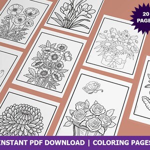 Set of 20 Printable Flower Coloring Pages for Kids. Perfect for kids, toddlers, preschool, kindergarten and homeschool. Digital Download.