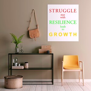Inspirational Quote, Printable Wall Art, &quot;Struggle, Resilience, Growth&quot;