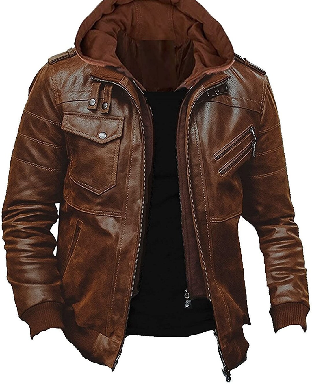 Genuine Sheep Leather Jacket for Men, Choclate Brown Bomber, Winter ...