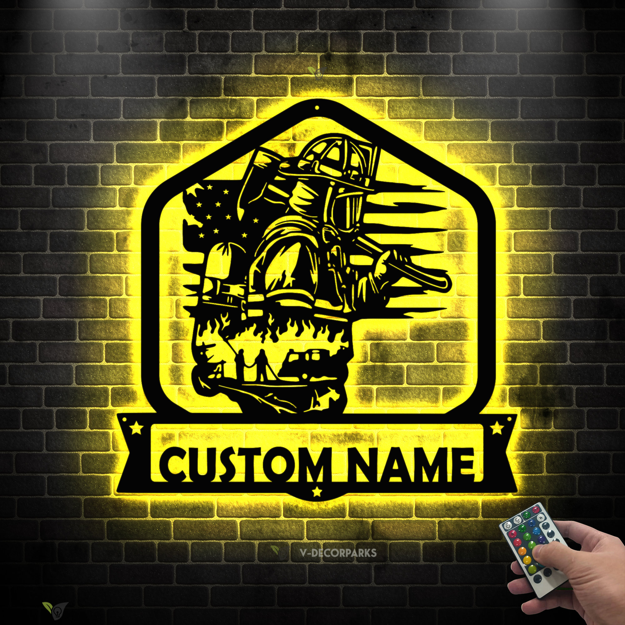 Personalized Firefighter Monogram Metal Sign Fireman Sign Etsy