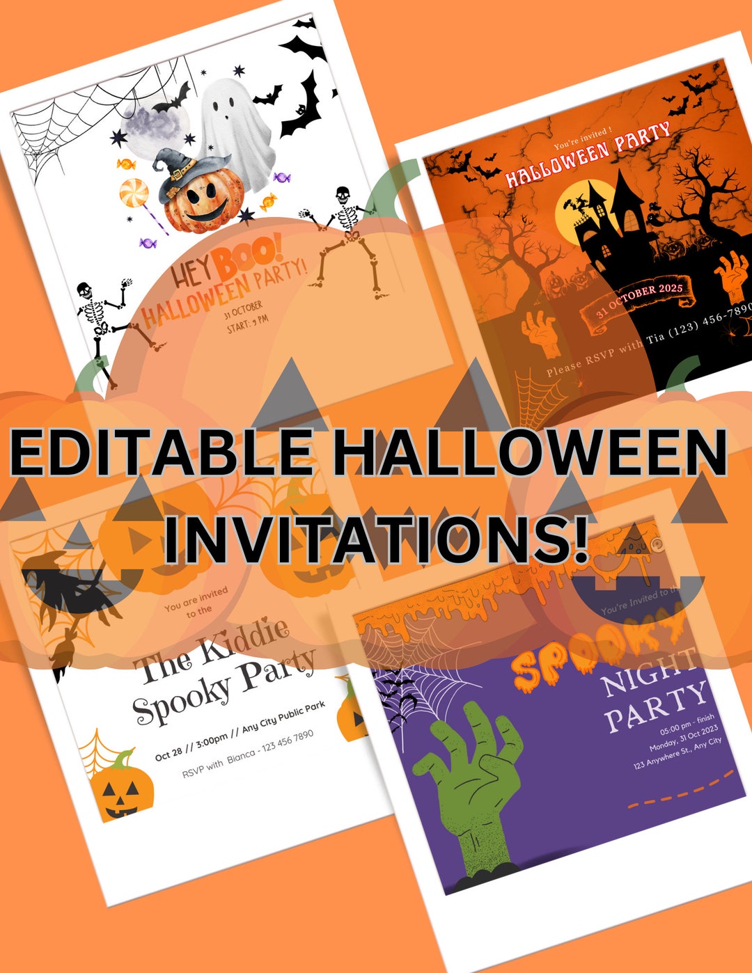 EDITABLE Halloween Party Invitations Etsy