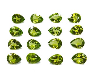 Natural Peridot Pears Calibrated Loose Gemstone for Jewelry and Rings, Handmade Gemstone