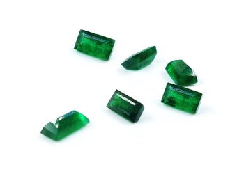 Natural Zambian Emerald Calibrated Baguettes 2x4mm & 2.5x5mm, Loose Faceted Natural Emerald Gemstone For Jewelry Making Ready To Use
