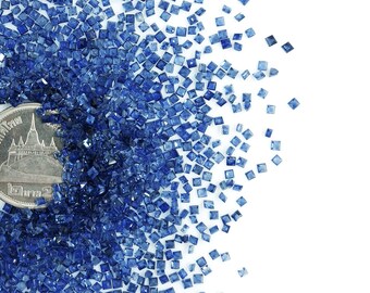 Safira Azul Natural Não Tratada em Quadrados Calibrados de 2 mm e 3 mm, Gema de Safira Azul Facetada Solta para Confecção de Joias, Pronta para Uso