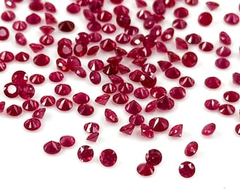 Natural Burma Untreated Ruby Calibrated Diamond Cut Rounds 3mm & 3.5mm, Loose Faceted Natural Ruby Gemstone For Jewelry Making Ready To Use