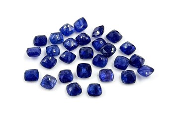 Safira Azul Natural de Bangkok em Lapidação Almofada Calibrada de 3 mm e 4 mm, Gema de Safira Azul Natural Facetada Solta para Confecção de Joias, Pronta para Uso