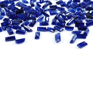 Zafiro azul de Bangkok natural calibrado en baguettes de 2 x 4 mm y 2,5 x 5 mm, zafiro azul natural AAA facetado suelto para joyería, listo para usar.