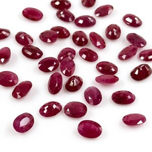 Natural African Pigeon Blood Red Ruby Calibrated Ovals 5x7mm, Loose Faceted Ruby Gemstone For Jewelry Making Ready to Use