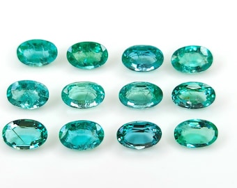 Ovais calibrados de esmeralda zambiana natural 6 x 4 mm, pedras preciosas de esmeralda AAA facetadas soltas para fazer joias e anéis, prontas para uso
