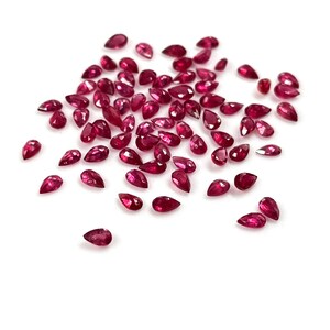 Rubí natural rojo sangre de paloma de Bangkok, de primera calidad, calibrado en forma de pera, de 3 x 5 mm y 4 x 6 mm, rubí natural facetado suelto para la fabricación de joyas, listo para usar.