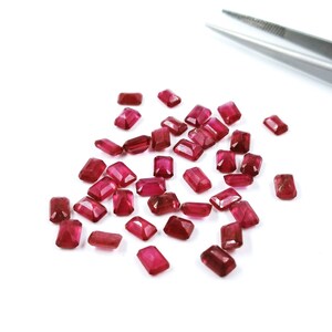Natural Bangkok Ruby Calibrated Octagon 3x5mm & 4x6mm, Loose Faceted Natural Pigeon Blood Red Ruby Gemstone For Jewelry Making Ready To Use