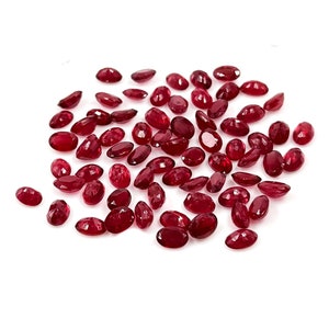 Natural Bangkok Ruby Ovals 3x5mm & 4x6mm, Loose Faceted Natural Top Quality Pigeon Blood Red Ruby Gemstone For Jewelry Making Ready To Use