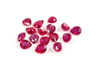 Peras calibradas de rubi natural de Bangkok 4 x 5 mm e 5 x 6 mm, rubi natural facetado solto para fabricação de joias, pronto para uso