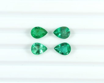 Peras calibradas de esmeralda zambiana natural 6 x 8 mm, pedras preciosas de esmeralda facetadas soltas para fazer joias e anéis, prontas para usar