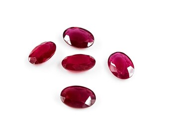 Ovais calibrados de rubi natural de Bangkok 7 x 10 mm, pedra preciosa de rubi natural facetada solta para fabricação de joias pronta para uso