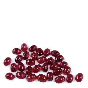 Natural Bangkok Ruby Calibrated Ovals 3x5mm & 6x4mm, Loose Natural Pigeon Blood Red Ruby Cabochon Gemstone For Jewelry Making Ready To Use