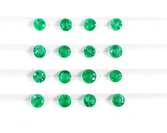 Natural Zambian Emerald Calibrated Rounds 3mm & 4mm, Loose Faceted AAA Emerald Gemstones for Jewelry and Ring Making Ready to Use