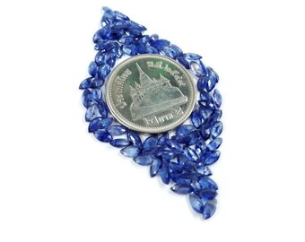 Safira Azul Natural de Bangkok, Lapidação Marquise Calibrada, 2,5 x 5 mm e 3 x 6 mm, Gema de Safira Azul Facetada Solta para Confecção de Joias, Pronta para Uso