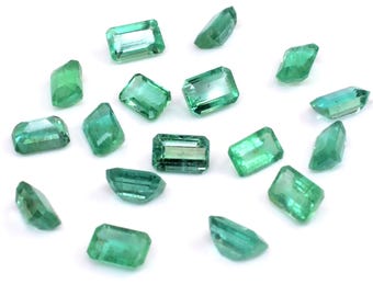 Natural Zambian Emerald Calibrated Octagon 3x5mm & 6x4mm, Loose Faceted Emerald Gemstone For Jewelry Making Ready To Use
