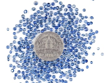 Safira Azul Natural Não Tratada, Redondas Calibradas de 2 mm e 2,5 mm, Gema de Safira Azul Natural Facetada Solta para Confecção de Joias, Pronta para Uso