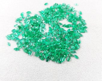Natural Zambian Emerald Calibrated Marquise 1.5x3mm & 2x4mm, Loose Faceted AAA Emerald Gemstones for Jewelry and Ring Making Ready To Use