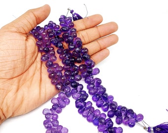 Natural African Amethyst Faceted Drops Shape Beads Amethyst Briolette Ready For Use Drops bead Amethyst Side Cut Drops Wholesale Beads