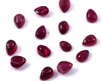 Rubi natural de Bangkok em formato de pera calibrada, 7 x 9 mm e 8 x 10 mm, gema cabochão de rubi natural solta para confecção de joias, pronta para uso.