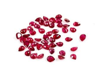 Peras calibradas de rubi natural de Bangkok 6 x 7 mm e 7 x 8 mm, rubi calibrado natural facetado solto para fabricação de joias, pronto para uso
