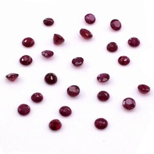 Rubíes redondos de Birmania naturales sin tratar, calibrados, de 2 mm y 2,5 mm. Rubí facetado natural suelto para joyería, listo para usar.