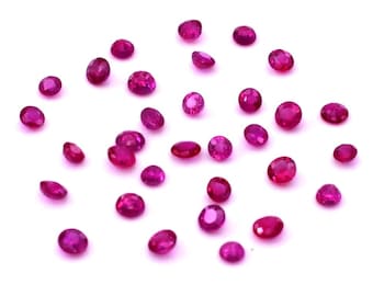 Rubis redondos calibrados naturais da Birmânia, não tratados, 3 mm, gema de rubi natural facetada solta para confecção de joias, pronta para uso.