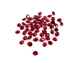 Ovais calibrados de rubi natural de Bangkok 6 x 7 mm e 7 x 8 mm, pedra preciosa de rubi natural facetada solta para fabricação de joias pronta para uso