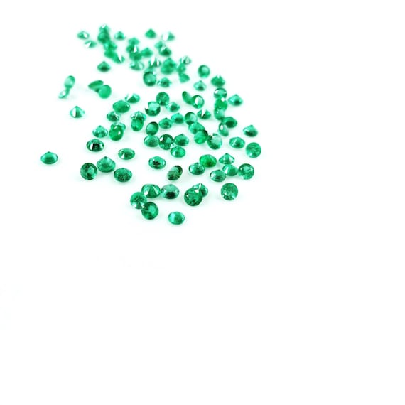 Natural Zambian Emerald Calibrated Diamond Cut Rounds 2mm, Loose Faceted Natural Emerald Gemstone Jewelry Making Ready to Use