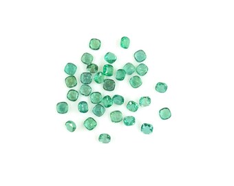 Natural Zambian Emerald Calibrated 4mm Cushion, Loose Faceted AAA Emerald Gemstones for Jewelry and Ring Making Ready To Use