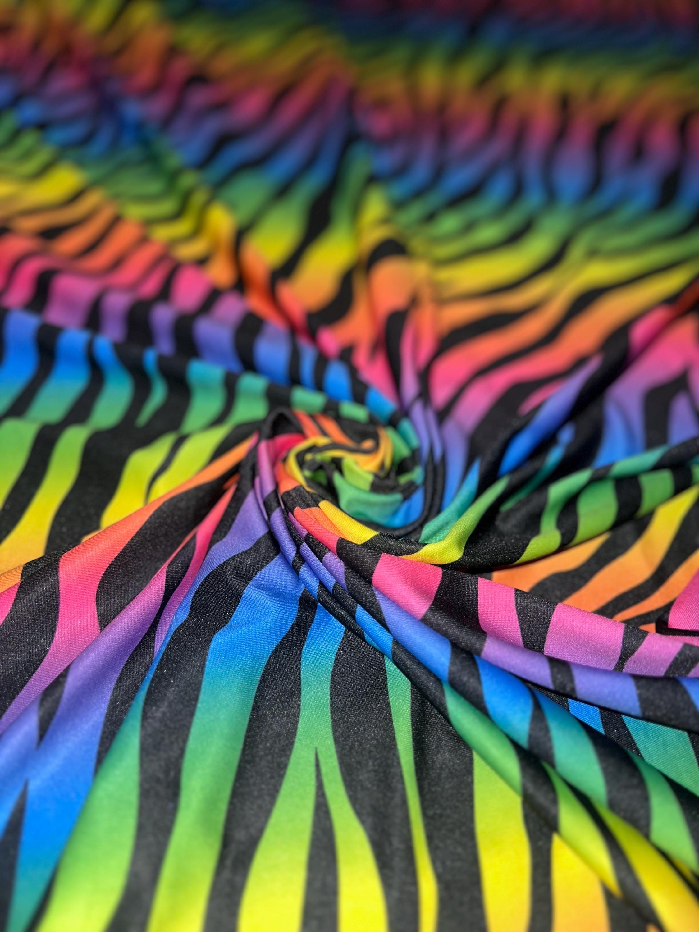 Shiny Zebra Ropets Rainbow Crazy Zebra on Spandex - Etsy