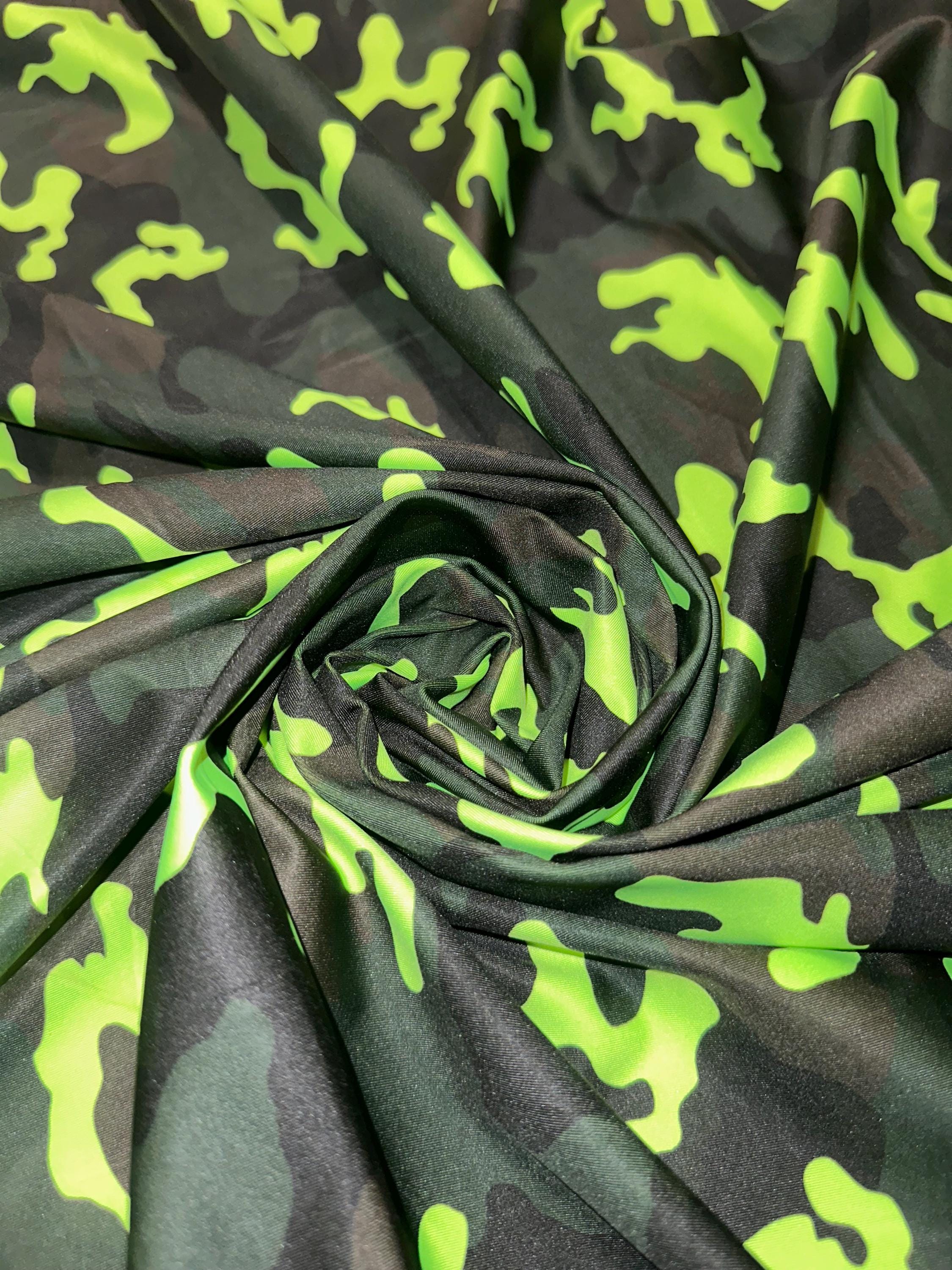 Nix Neon Green Camouflage UV Light Reactive Print on Nylon Spandex