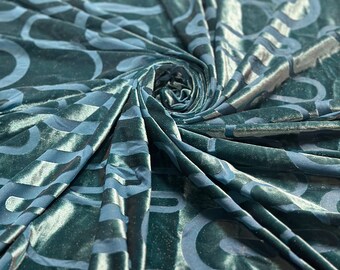 Swirl Burnout Velvet Fabric, 4-Way Stretch, 60" Wide