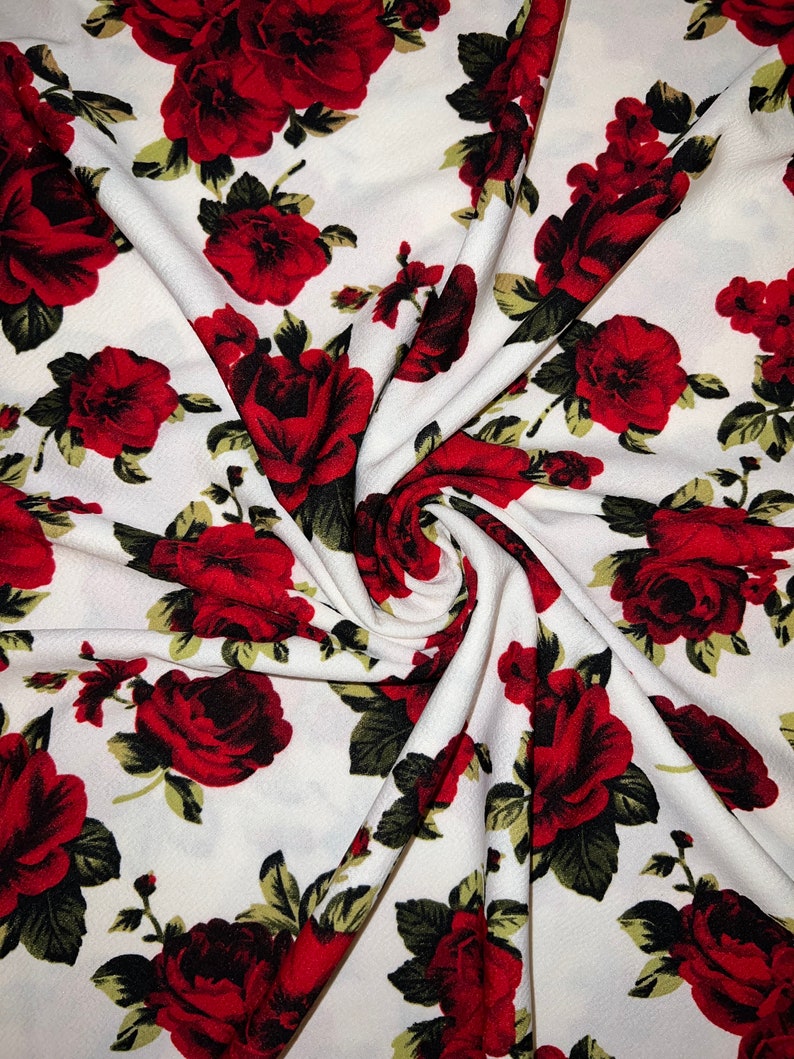 Ruby Roses Print Ruby Red Roses Print on Polyester Spandex - Etsy