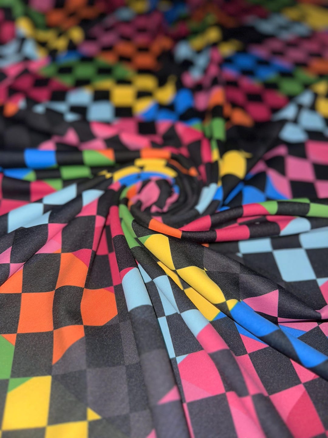 Multicolor Checkers Geometric Print on Nylon Spandex - Etsy