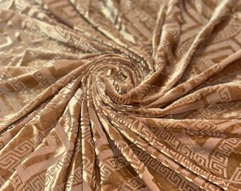 Geometric Burnout Velvet Fabric, 4-Way Stretch, Sold by the Yard