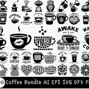 Café SVG, Taza de café Svg, Café con vapor Svg, Taza de café Svg, Silueta de café Svg, Paquete de café svg, Paquete de café de descarga digital