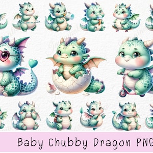 Aquarell Drache Clipart, Baby Drache PNG, Baby Molliger Drache, Süße Drache Clipart, Pastell Baby Drachen PNG