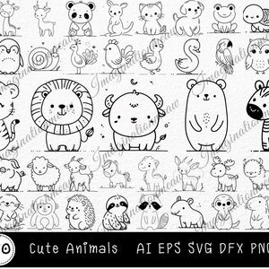 180 Svg animal, lot de Svg animal, Svg animal sauvage, Svg animal doodle, Svg animal de safari, animal dessiné à la main, Svg animal dessin animé, Svg animal
