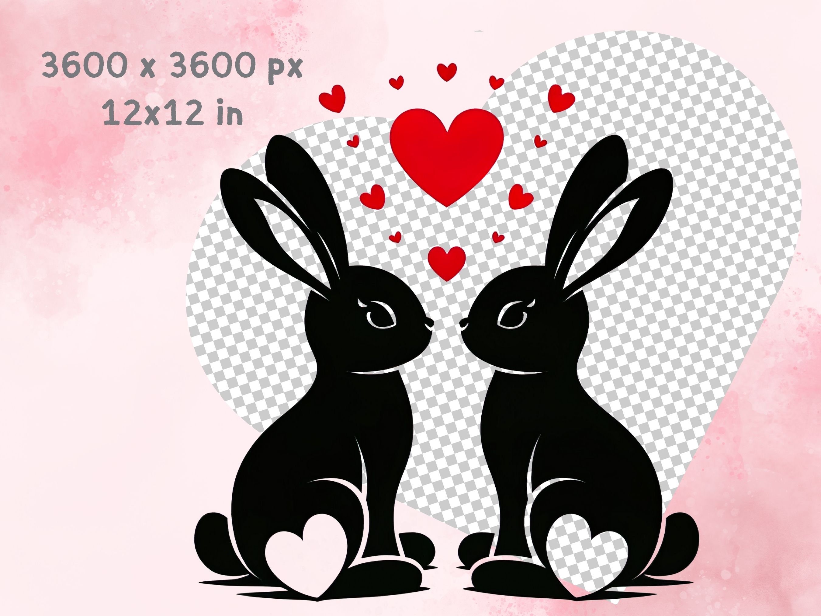 Love Couple Rabbit PNG, Love Heart Png Files, Valentine's Day Clipart ...