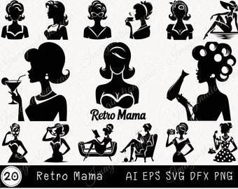 Retro Mama Svg, Mother's Day Svg Bundle, Mom Shirt Svg, Mother's Day Gift, Mom Life, Gift for Mom, Retro Mama Svg, Cut Files, Silhouette