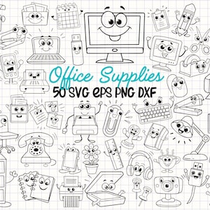 Bürobedarf SVG, Büro Clipart, Kawaii Bürobedarf, Planer Aufkleber, digitales Büro Grafiken, Schreibwaren SVG