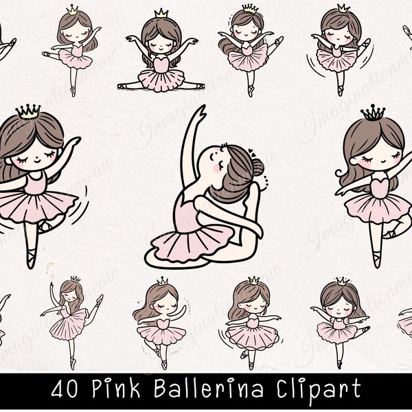 Pink Ballerina Clipart, Ballerina Clipart, Ballet Clipart, Girl Birthday Clipart, Princess Birthday Bundle Png